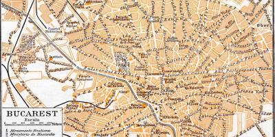 De oude binnenstad van boekarest kaart