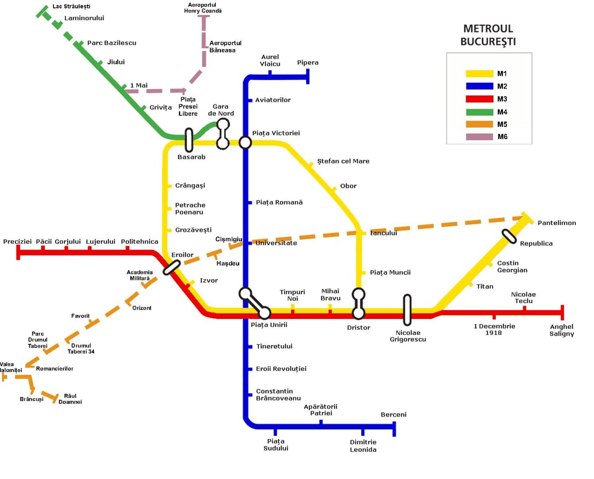 metro kaart van boekarest, roemenië